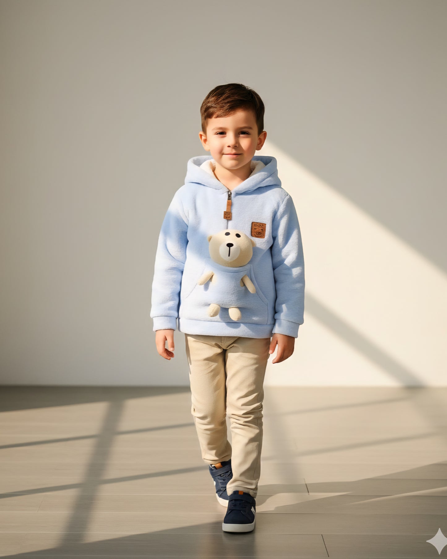 buzo con oso peluche AZUL BEBE