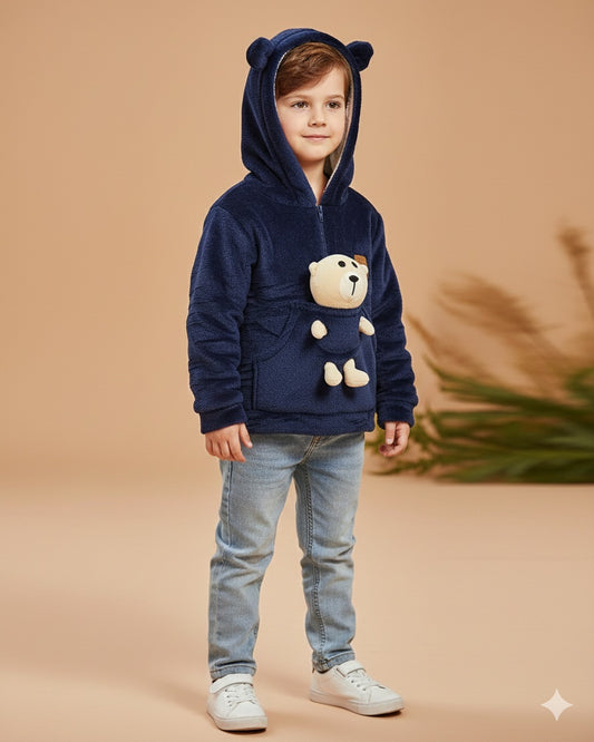 buzo con oso peluche AZUL MARINO