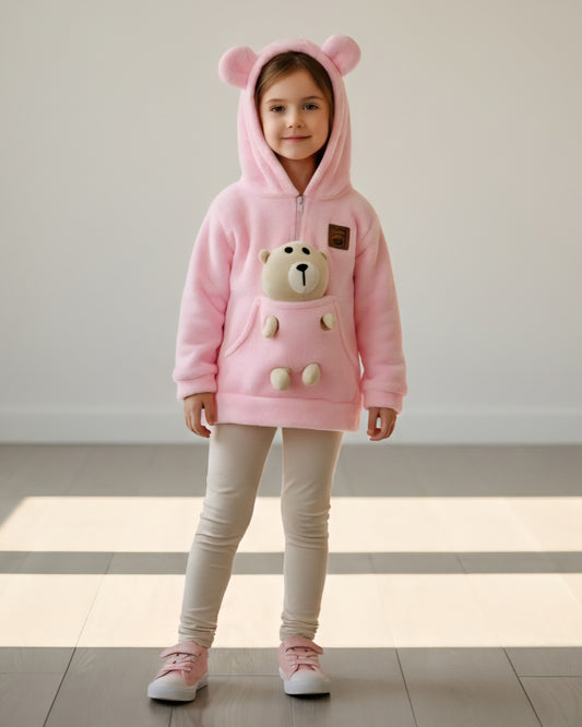 buzo con oso peluche ROSADO BEBE