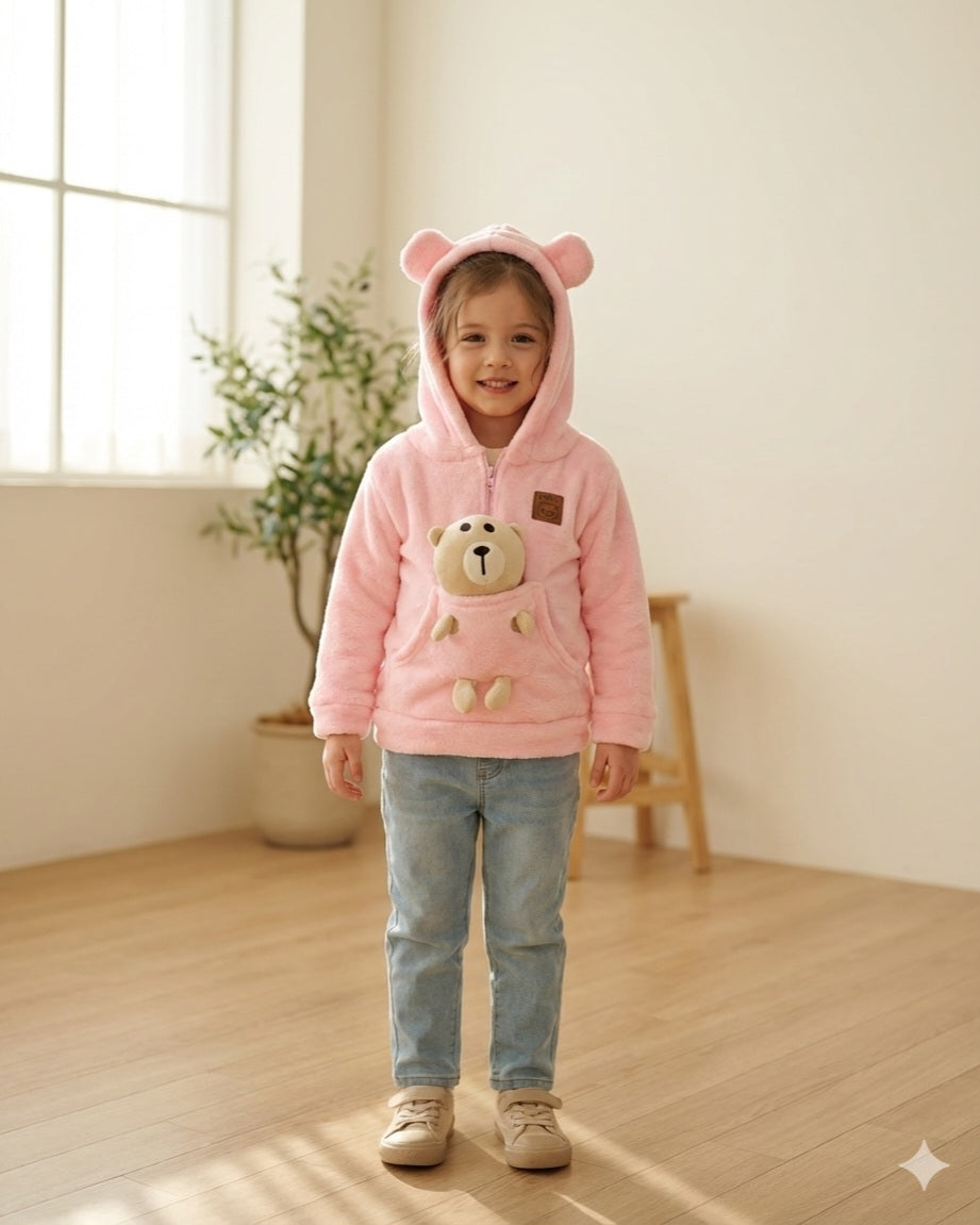 buzo con oso peluche ROSADO BEBE