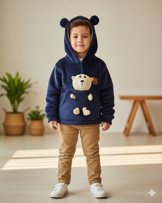 buzo con oso peluche AZUL MARINO